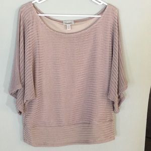dressbarn | 14/16 Taupe Top w/ Flowy Half Sleeve